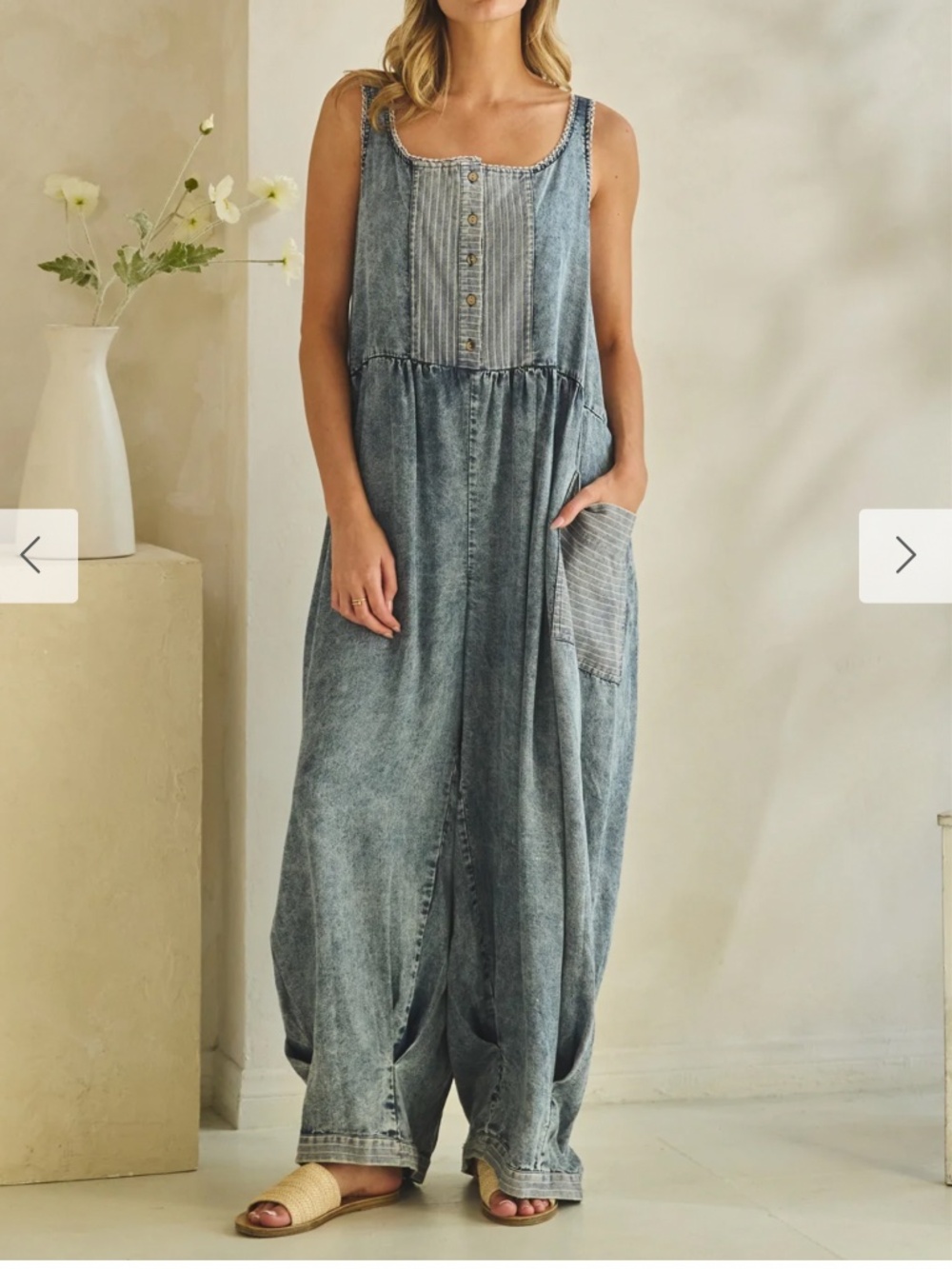Oli & Hali Washed Denim Wide-Leg Jumpsuit